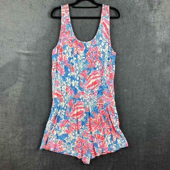 EUC Lilly Pulitzer Tala Romper in Blue Bay Pop Pop Sz XL - Picture 11 of 15